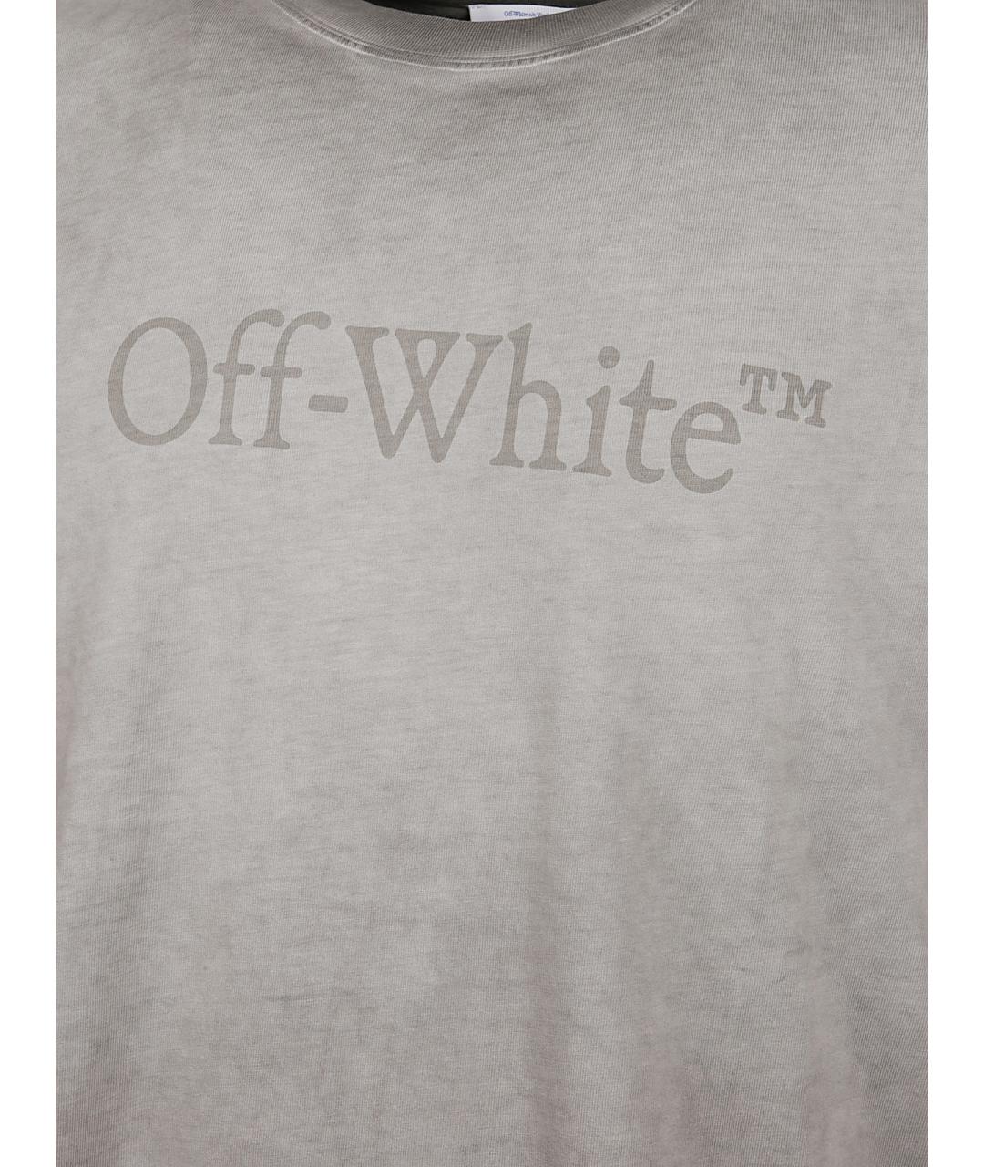 OFF-WHITE Серая хлопковая футболка, фото 3
