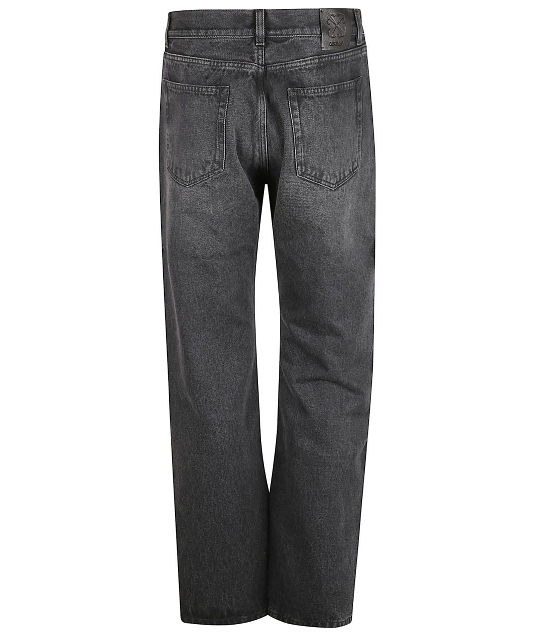 OFF-WHITE Черные хлопковые прямые джинсы, фото 3