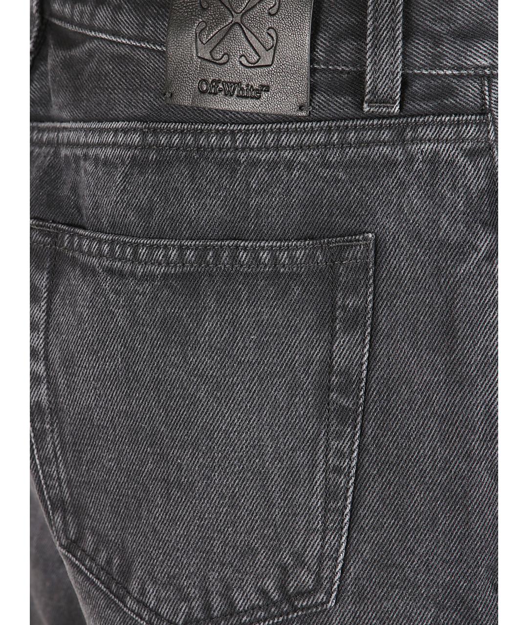 OFF-WHITE Черные хлопковые прямые джинсы, фото 2