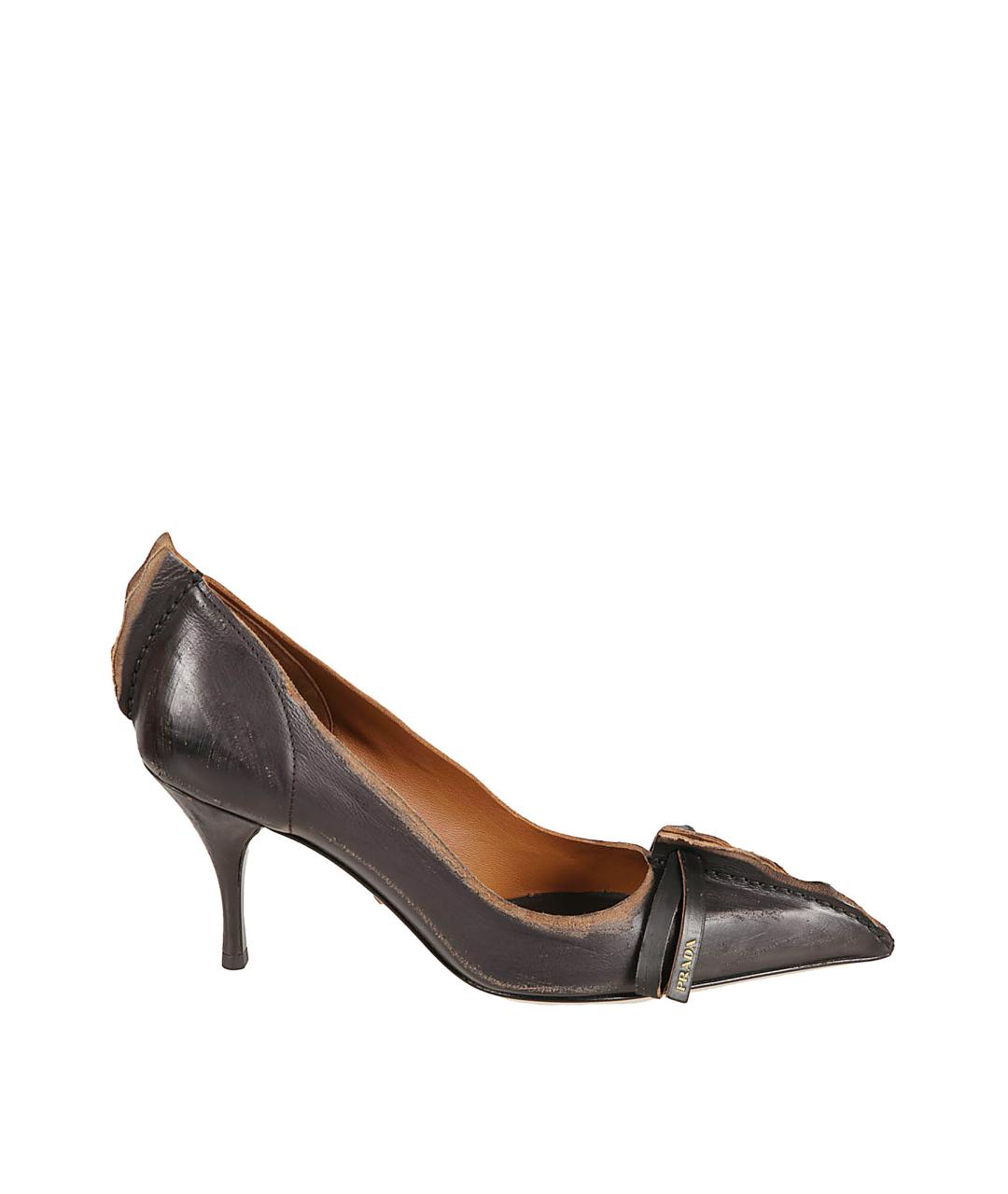 PRADA Черные кожаные туфли, фото 1