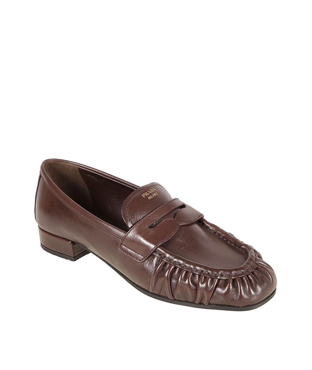 PRADA Коричневые кожаные лоферы, фото 2