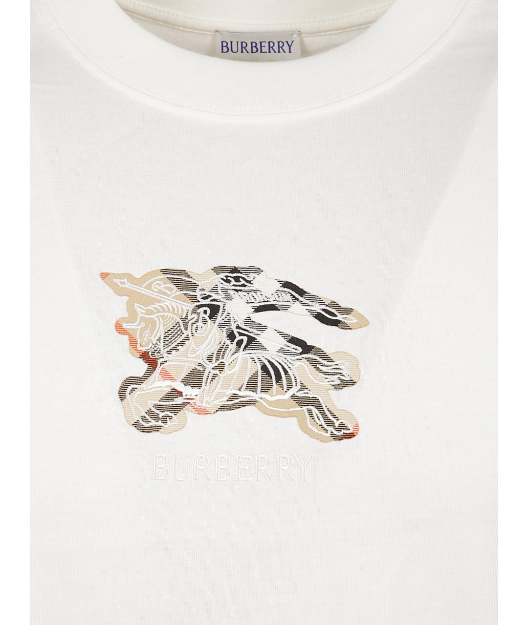 BURBERRY Белая хлопковая футболка, фото 2