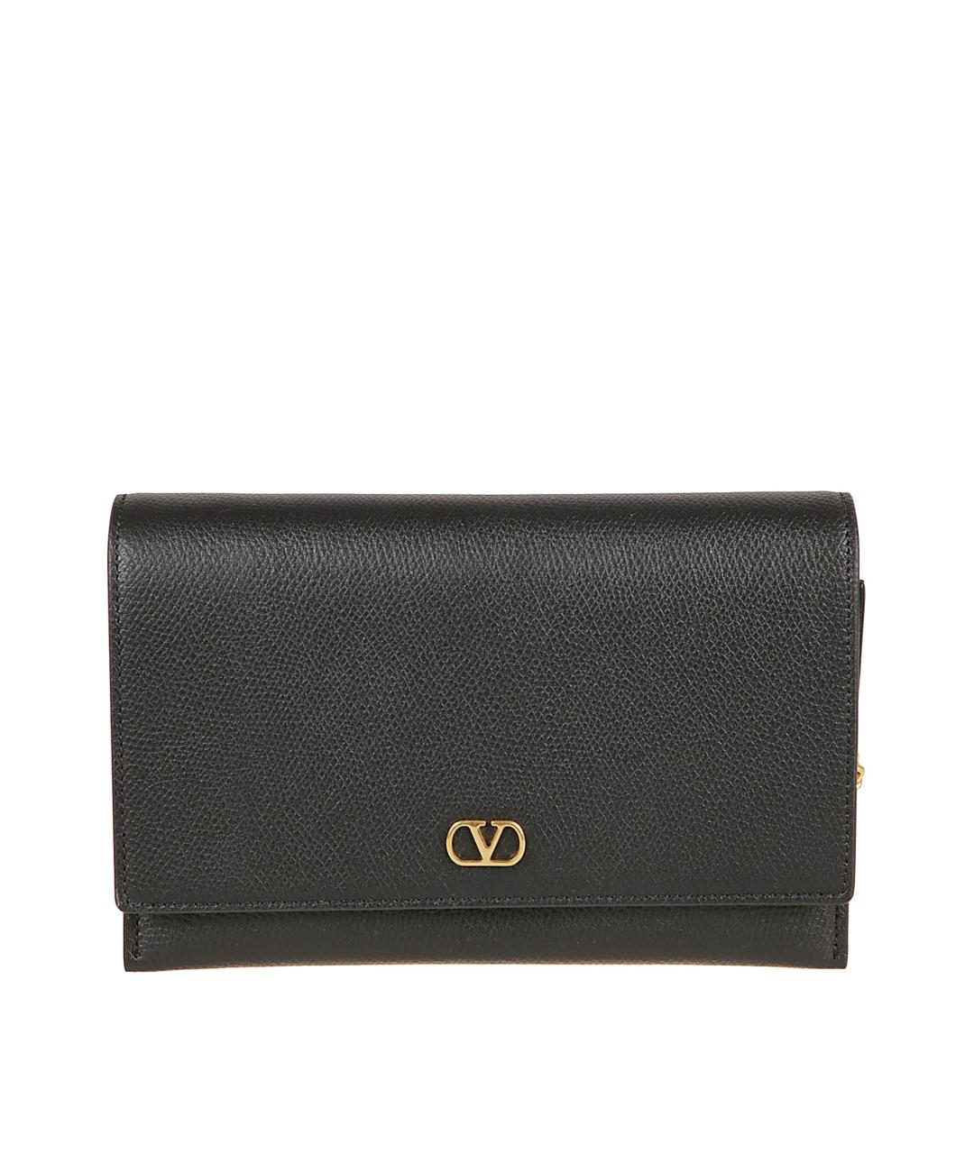 VALENTINO Черный кожаный кошелек, фото 1