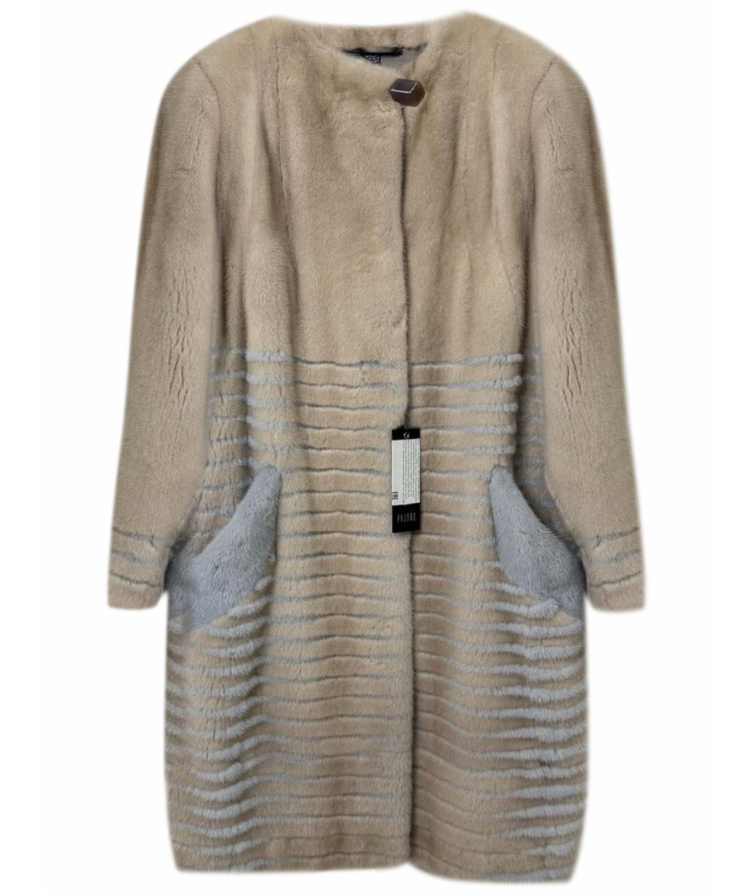 VINICIO PAJARO Бежевая меховая шуба, фото 1