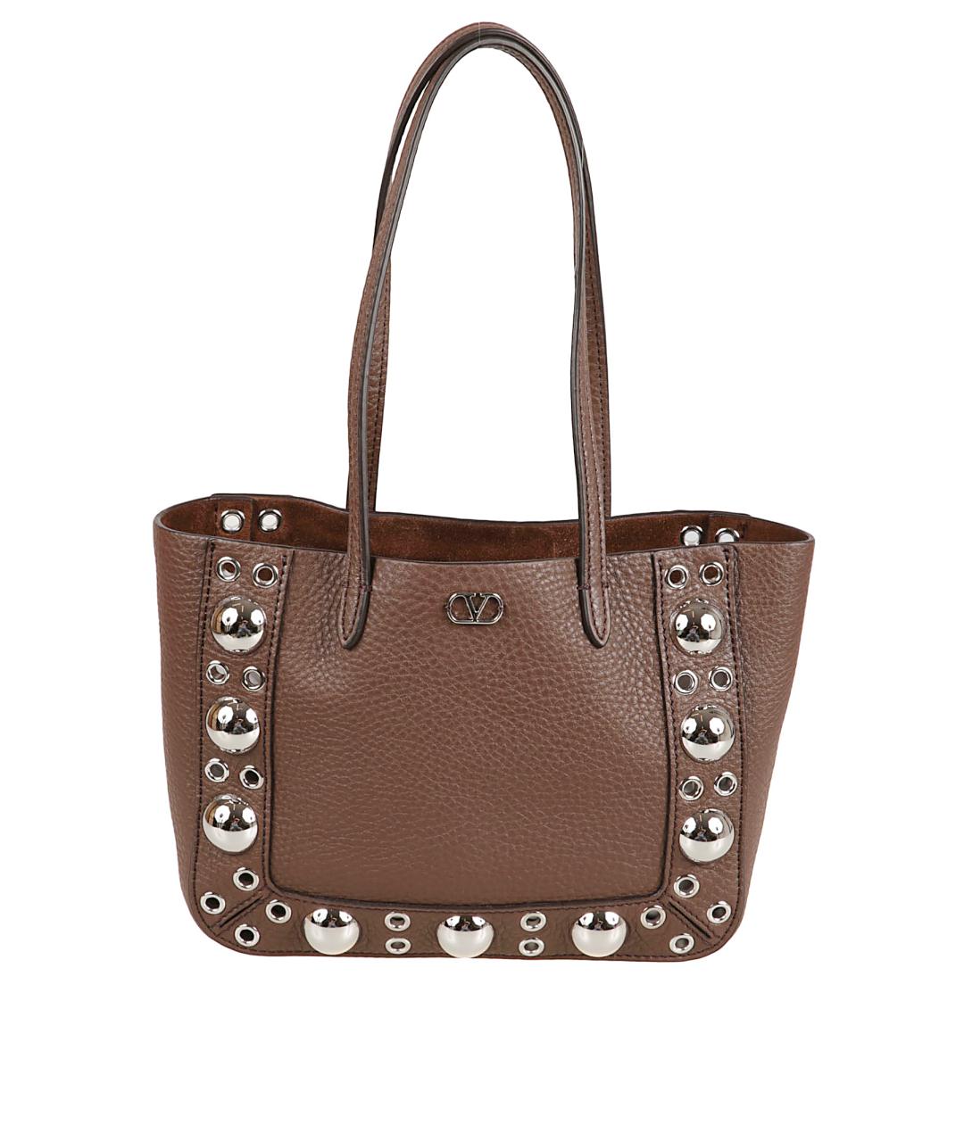 VALENTINO Коричневая кожаная сумка тоут, фото 1