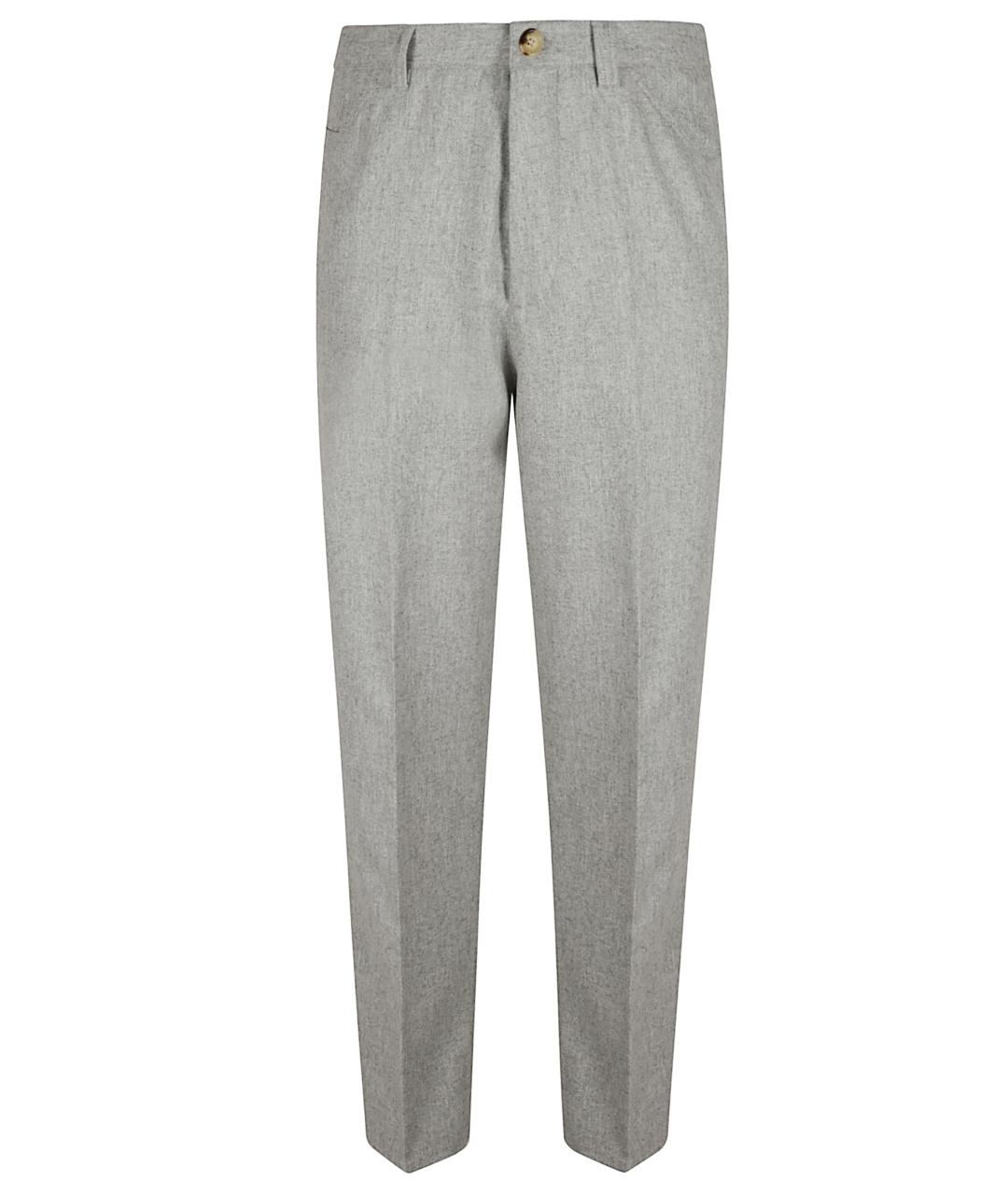 BRUNELLO CUCINELLI Серые шерстяные повседневные брюки, фото 1