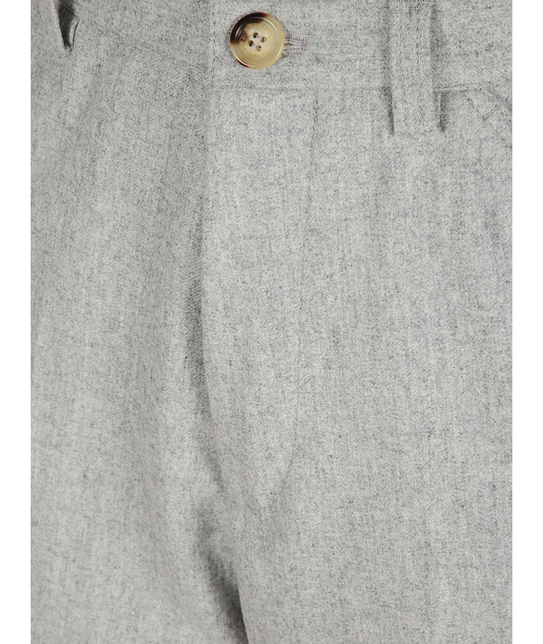 BRUNELLO CUCINELLI Серые шерстяные повседневные брюки, фото 2