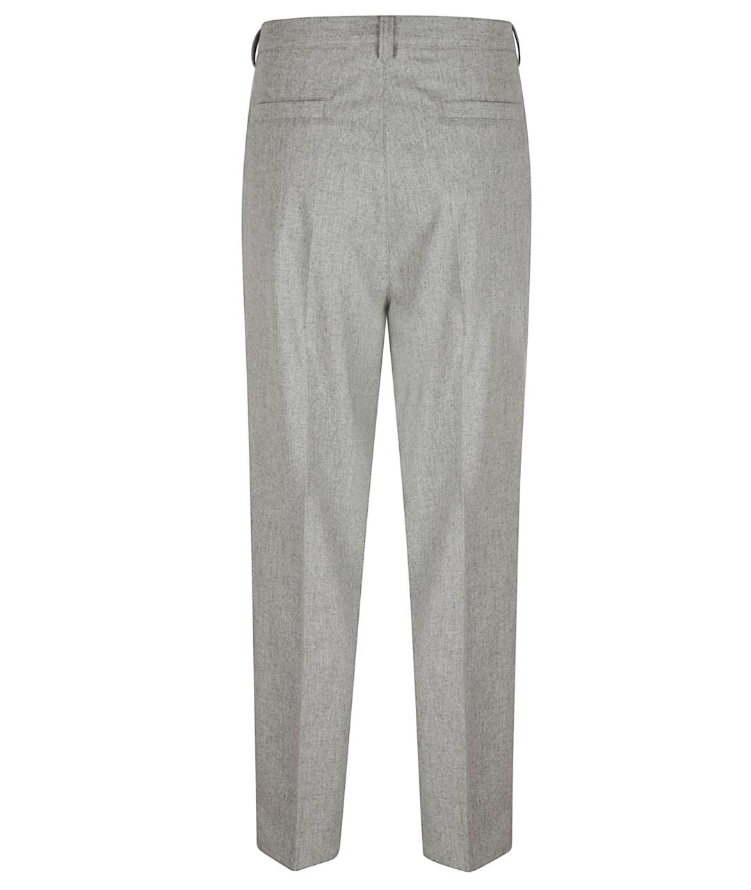 BRUNELLO CUCINELLI Серые шерстяные повседневные брюки, фото 3