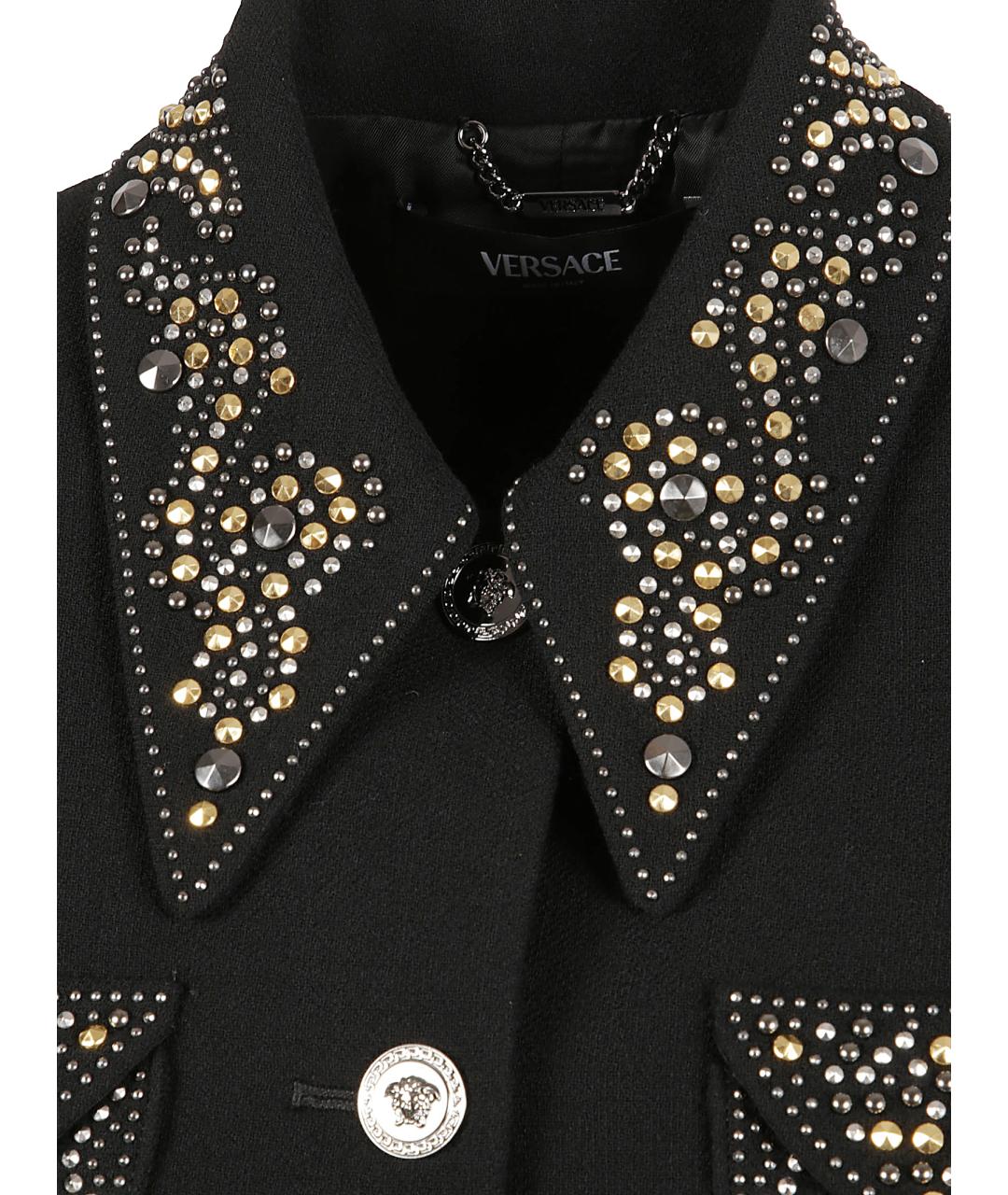 VERSACE Черный шерстяной жакет/пиджак, фото 2