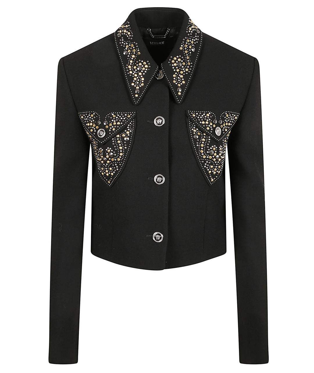 VERSACE Черный шерстяной жакет/пиджак, фото 1