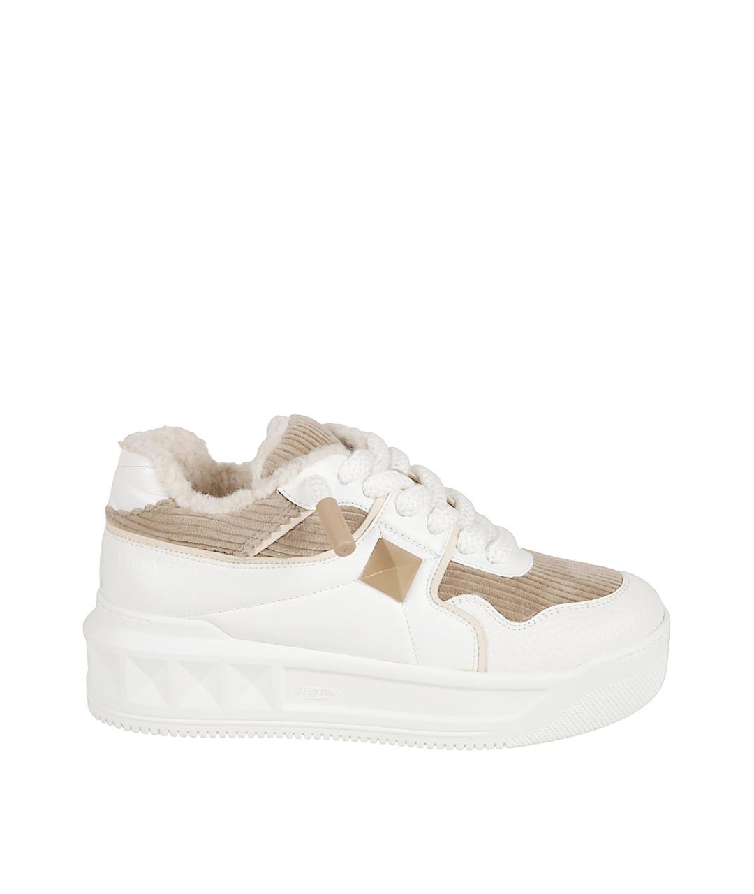 VALENTINO Бежевые кожаные кеды, фото 1