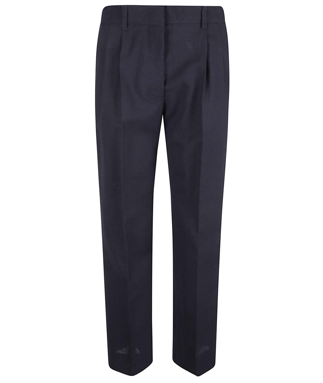 PRADA Темно-синие шерстяные прямые брюки, фото 1