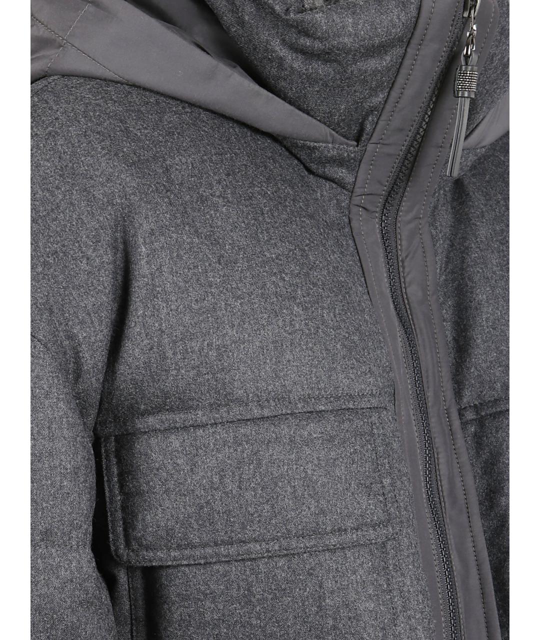 BRUNELLO CUCINELLI Серый шерстяной пуховик, фото 2