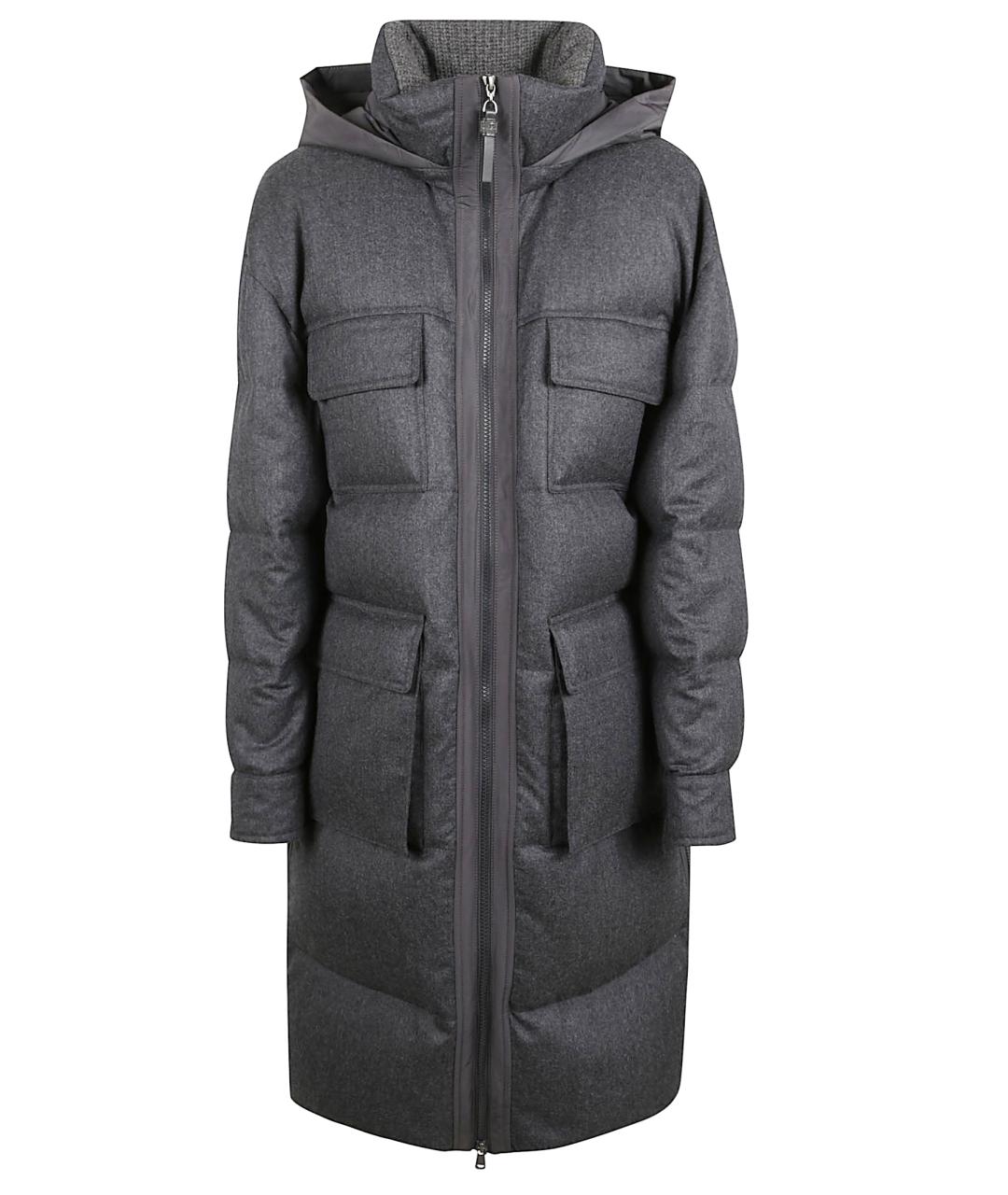 BRUNELLO CUCINELLI Серый шерстяной пуховик, фото 1