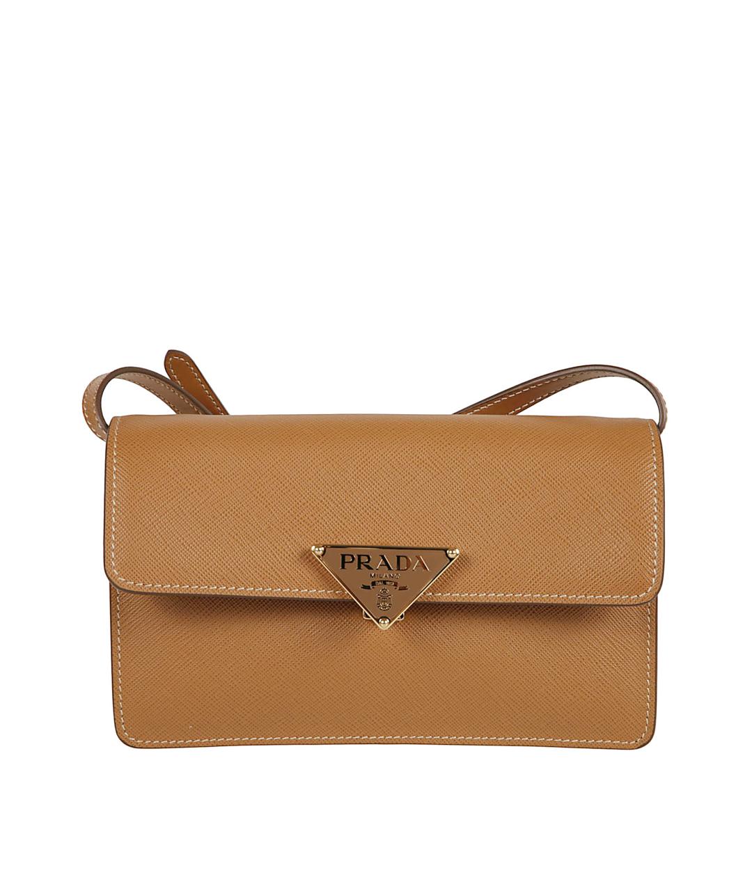 PRADA Бежевая кожаная сумка через плечо, фото 1