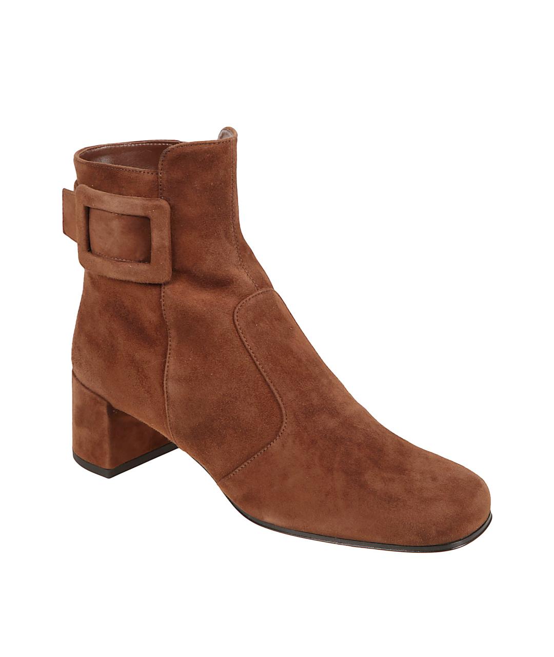 ROGER VIVIER Коричневые замшевые ботильоны, фото 2