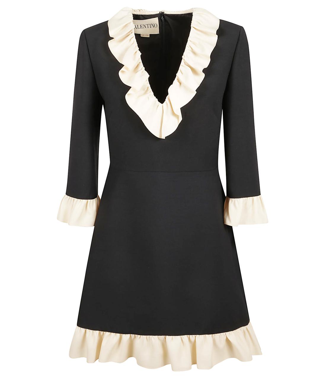 VALENTINO Черное шерстяное коктейльное платье, фото 1
