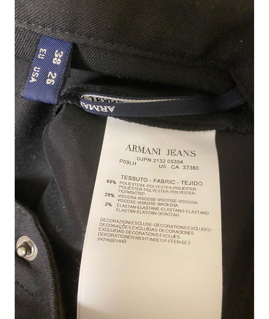 ARMANI JEANS Черные вискозные прямые брюки, фото 4