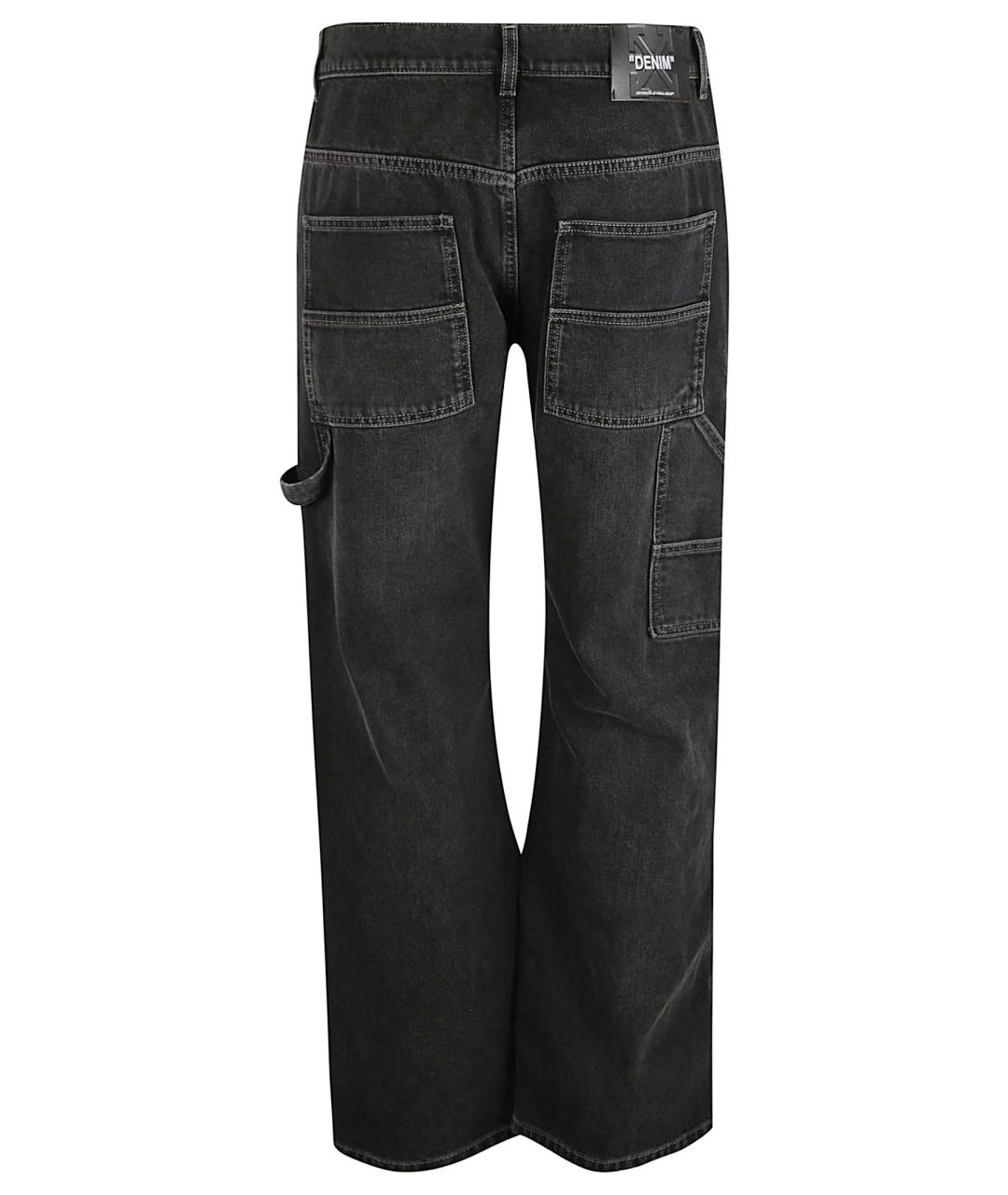 OFF-WHITE Черные хлопковые прямые джинсы, фото 2
