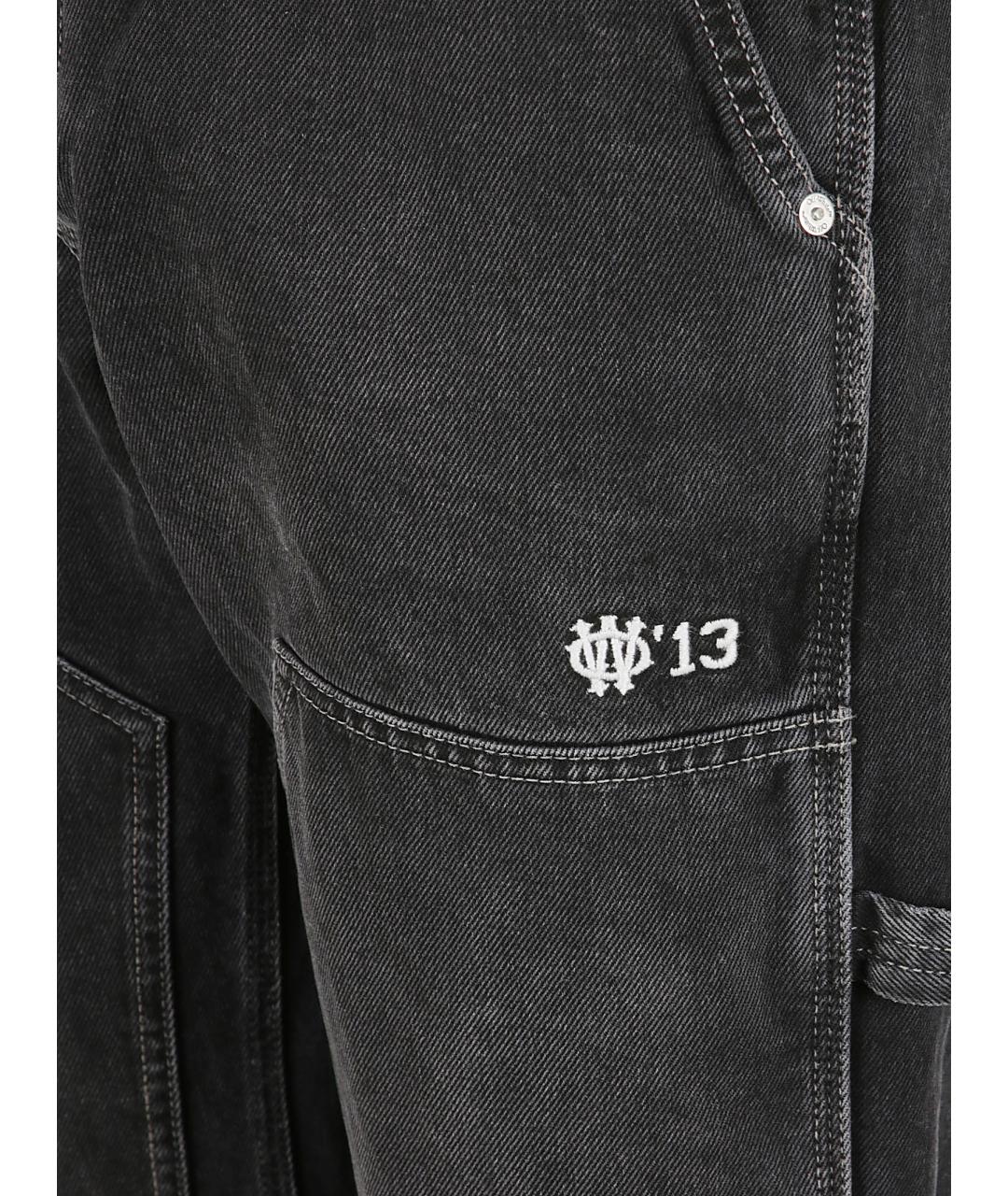 OFF-WHITE Черные хлопковые прямые джинсы, фото 3