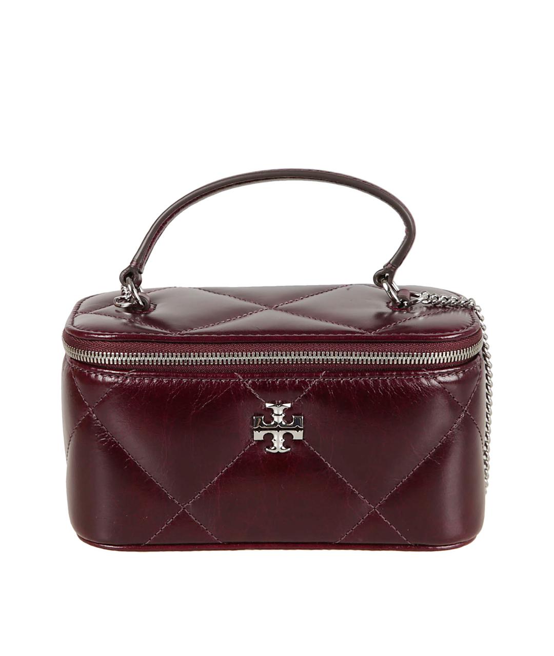 TORY BURCH Бордовая кожаная сумка с короткими ручками, фото 1