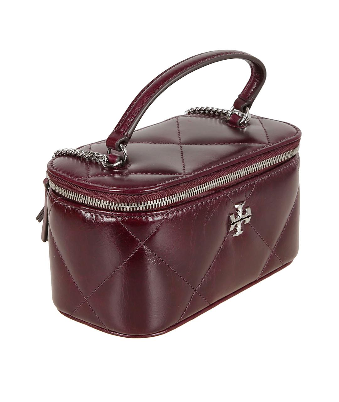 TORY BURCH Бордовая кожаная сумка с короткими ручками, фото 3