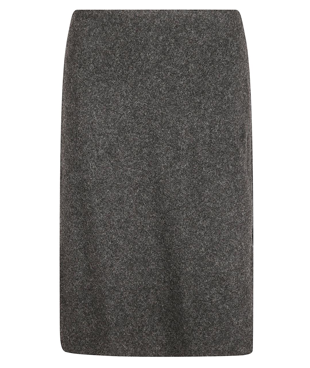 MIU MIU Антрацитовая шерстяная юбка миди, фото 1