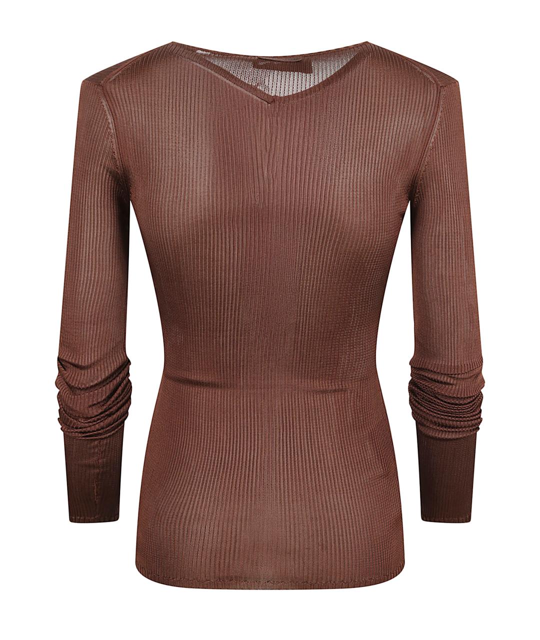 MIU MIU Коричневый шелковый джемпер / свитер, фото 3