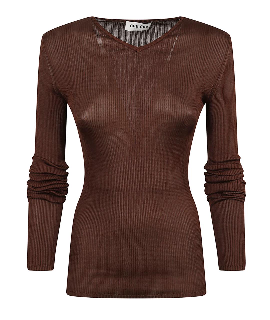 MIU MIU Коричневый шелковый джемпер / свитер, фото 1