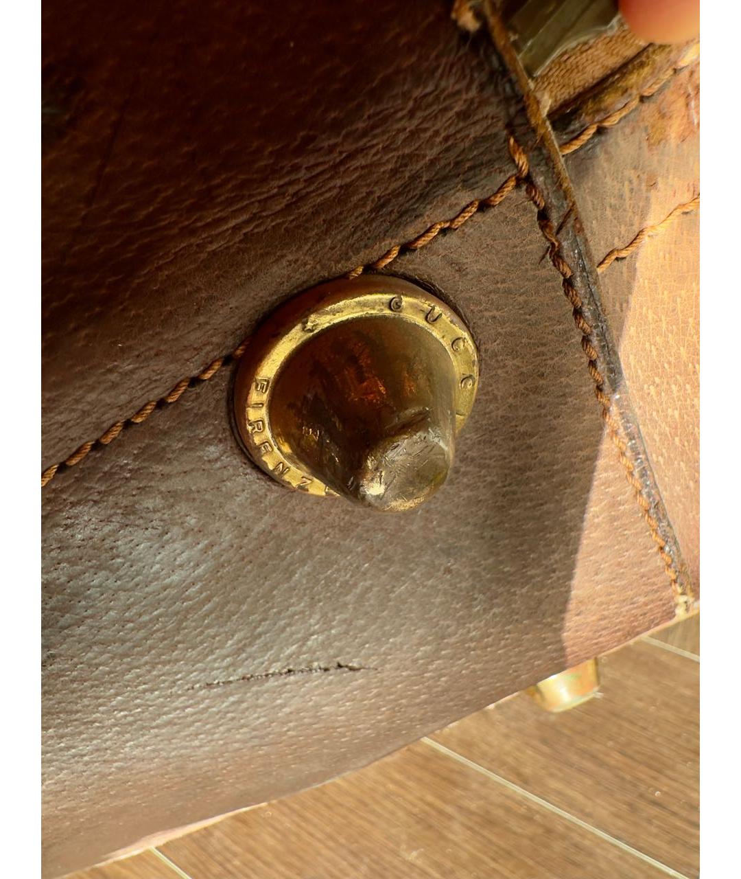 GUCCI Коричневый кожаный чемодан, фото 5