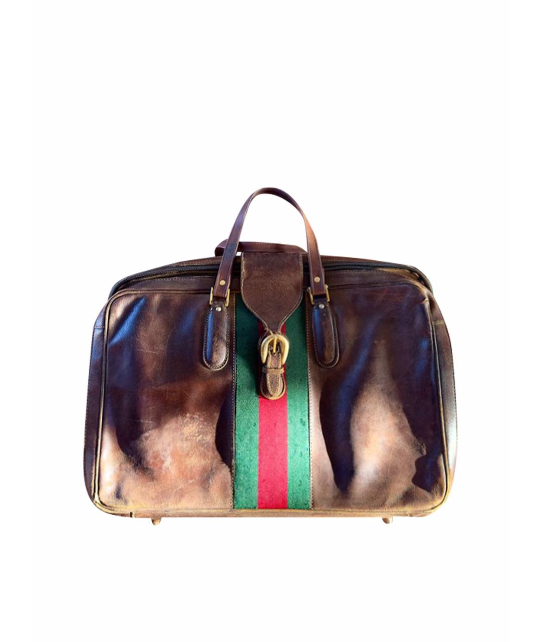 GUCCI Коричневый кожаный чемодан, фото 1