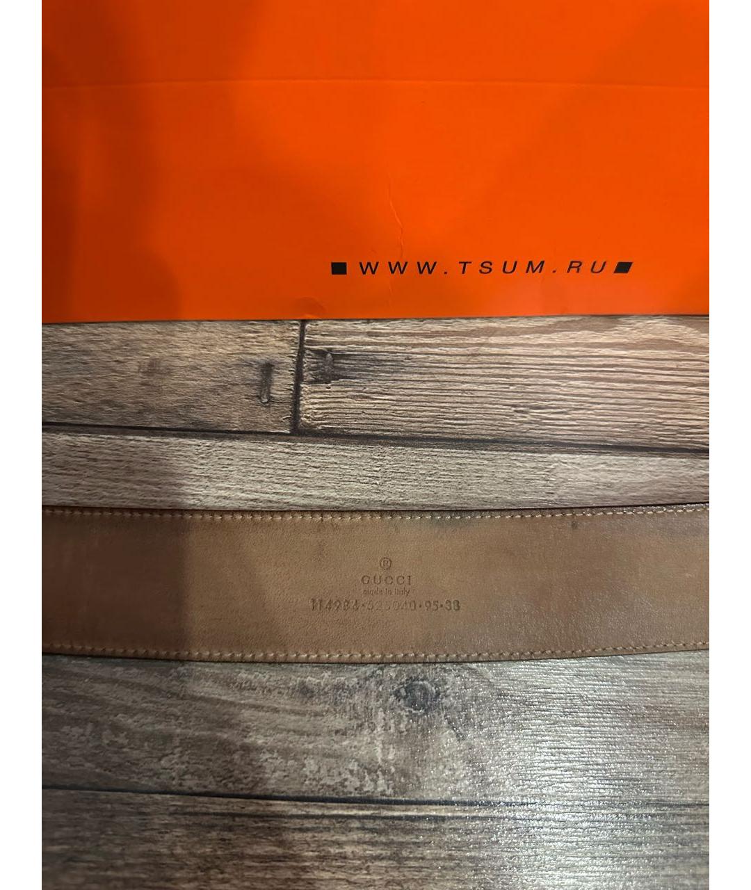 GUCCI Бежевый кожаный ремень, фото 5