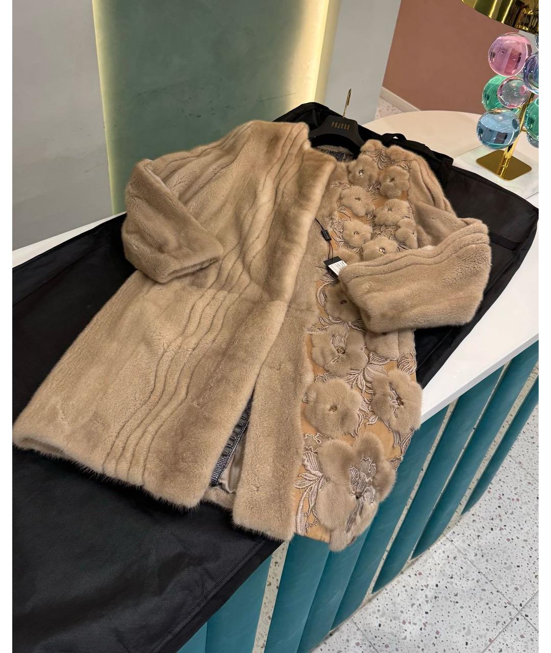 VINICIO PAJARO Бежевая меховая шуба, фото 3