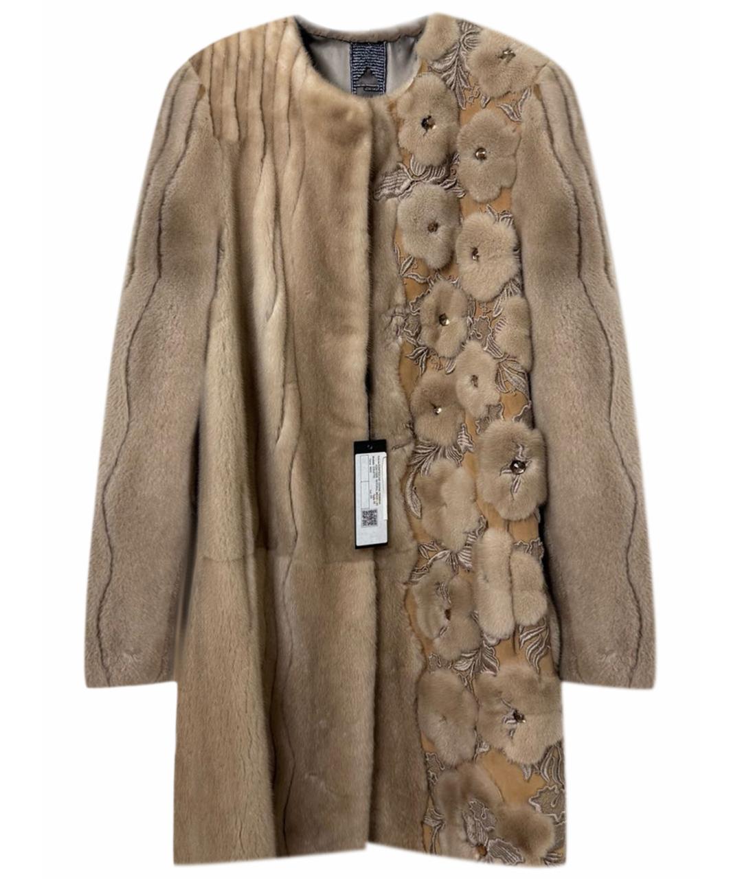 VINICIO PAJARO Бежевая меховая шуба, фото 1
