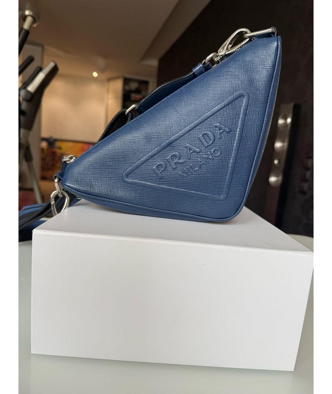 PRADA Темно-синяя кожаная сумка на плечо, фото 3