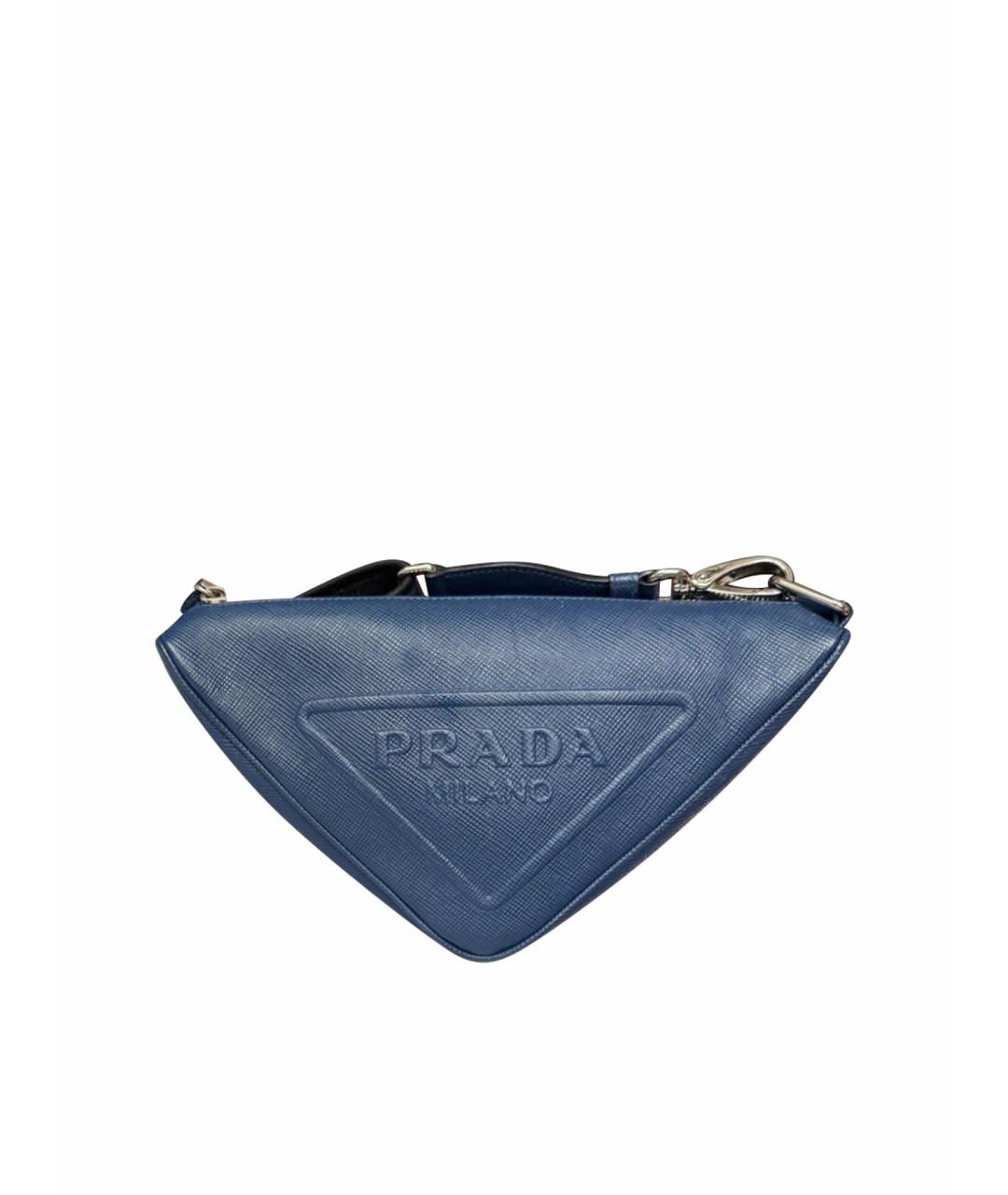 PRADA Темно-синяя кожаная сумка на плечо, фото 1