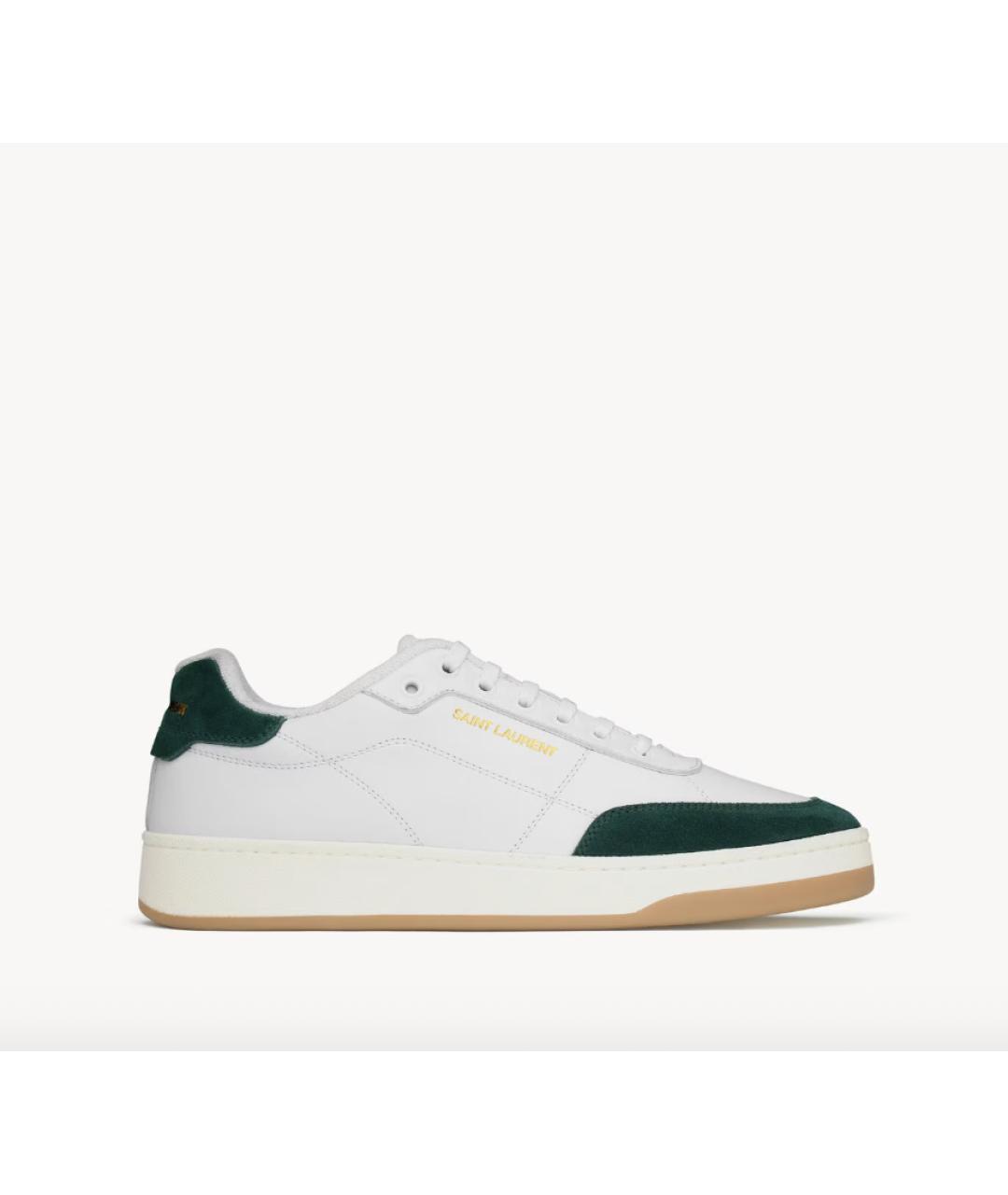 SAINT LAURENT Белые кожаные низкие кроссовки / кеды, фото 5