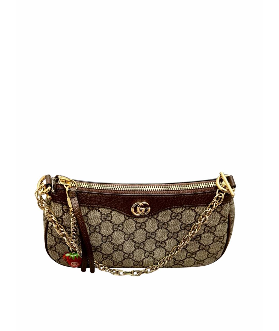 GUCCI Бежевая кожаная сумка через плечо, фото 1