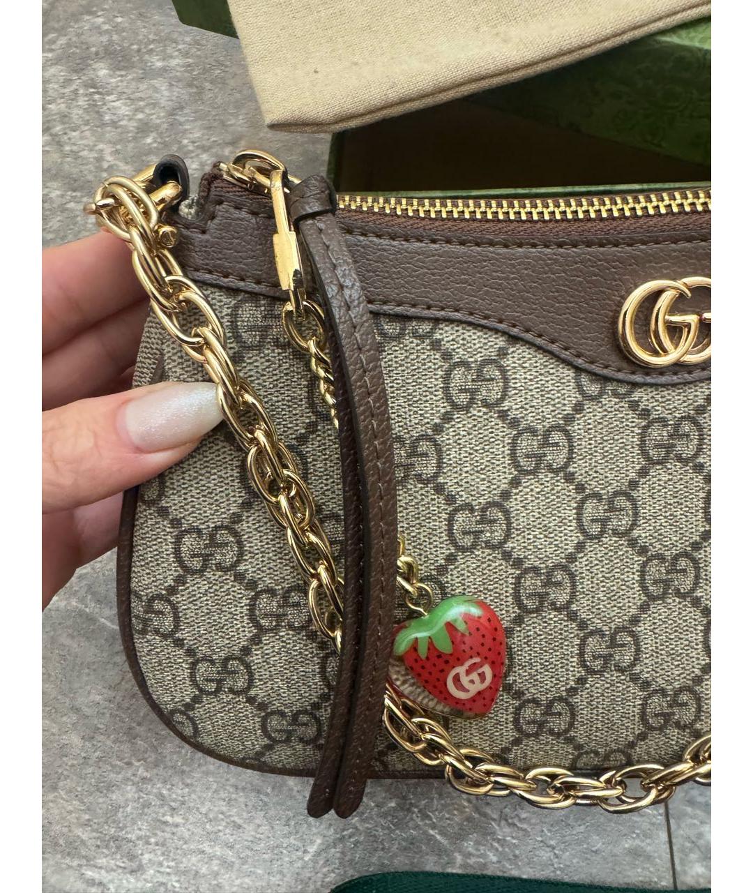 GUCCI Бежевая кожаная сумка через плечо, фото 2