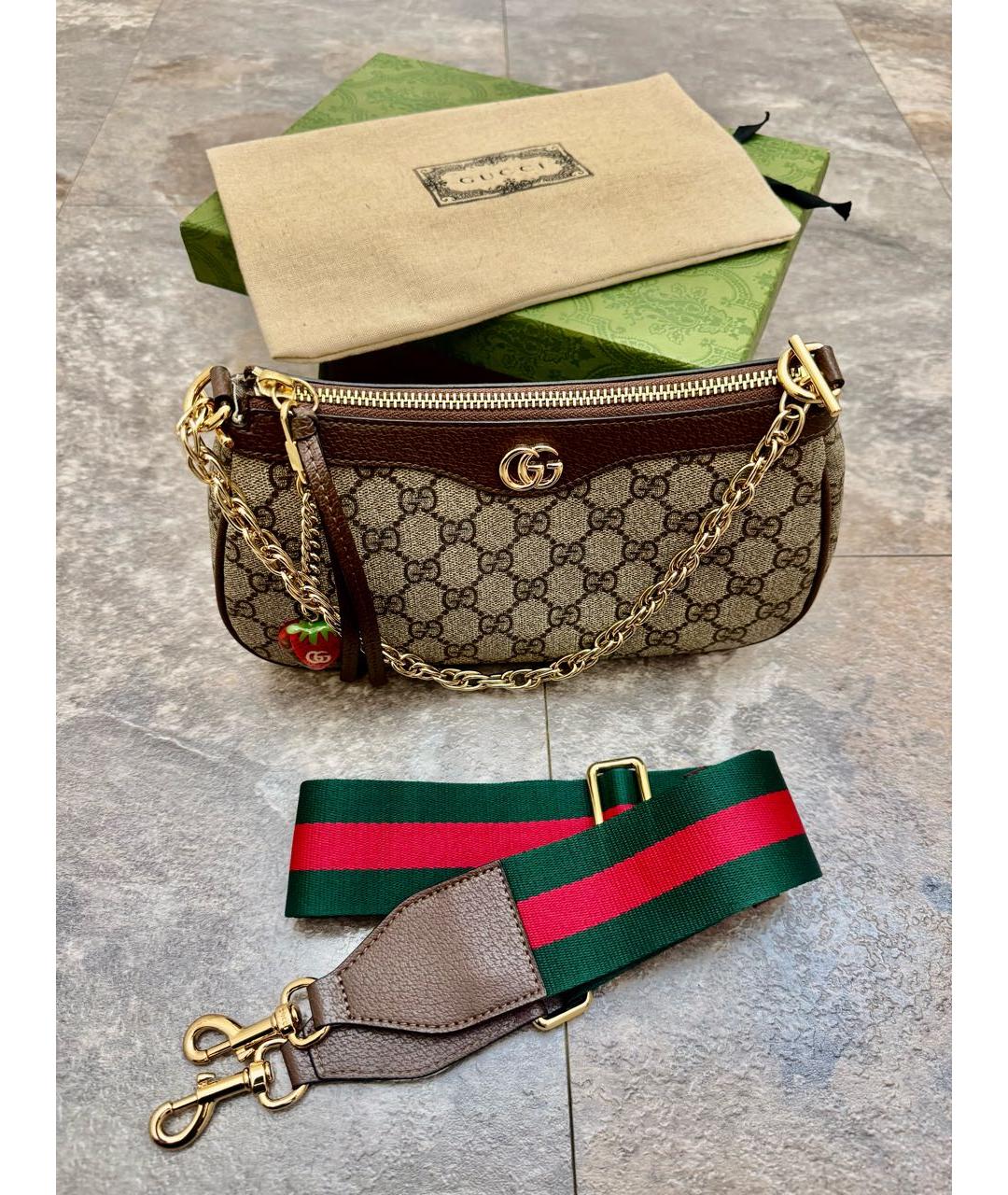 GUCCI Бежевая кожаная сумка через плечо, фото 8