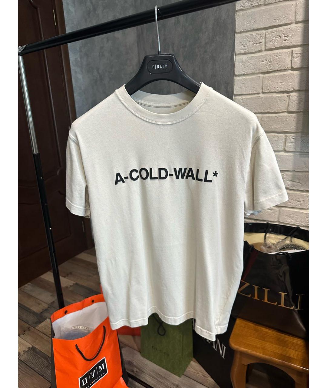 A-COLD-WALL* Бежевая хлопковая футболка, фото 2