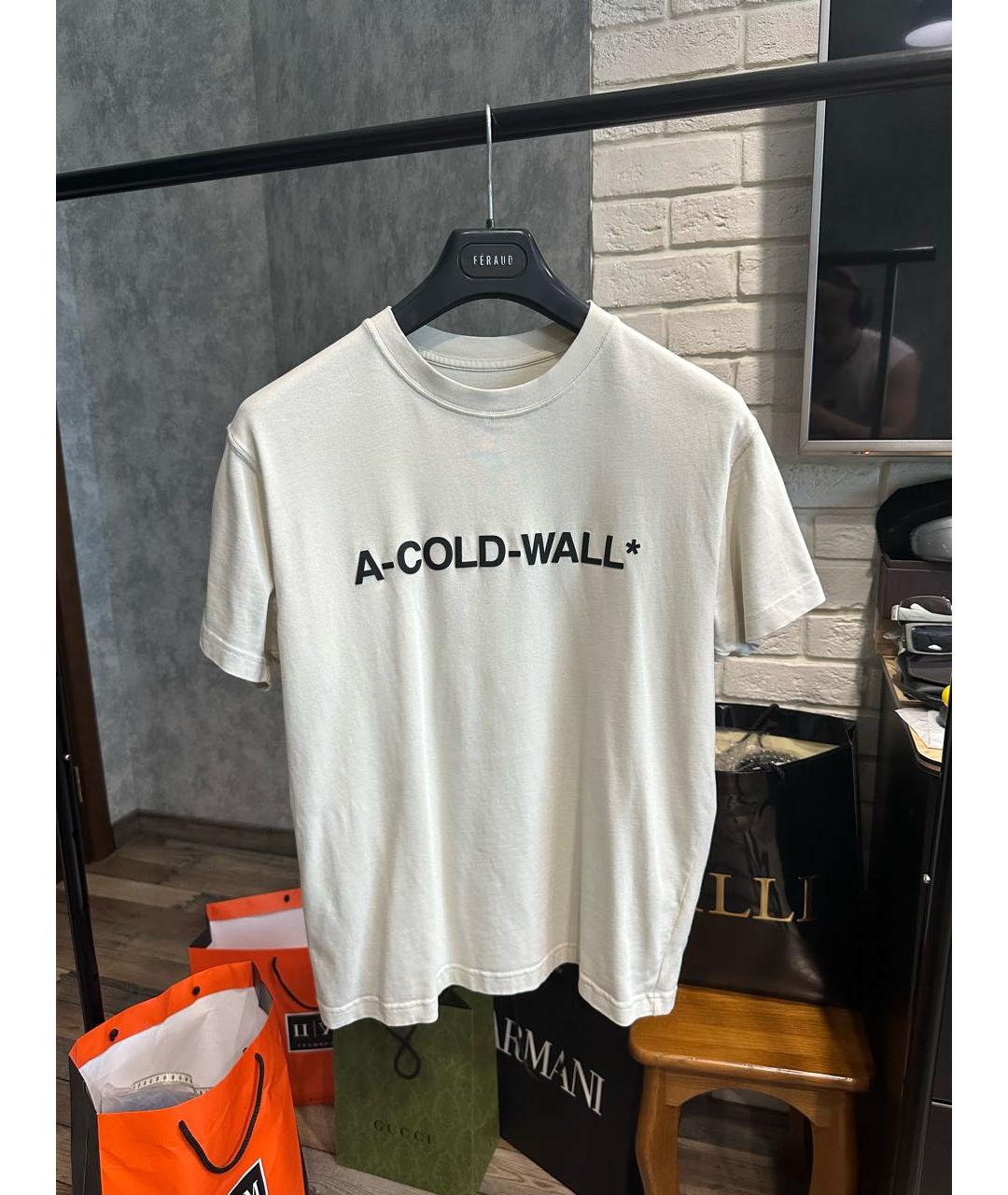 A-COLD-WALL* Бежевая хлопковая футболка, фото 7