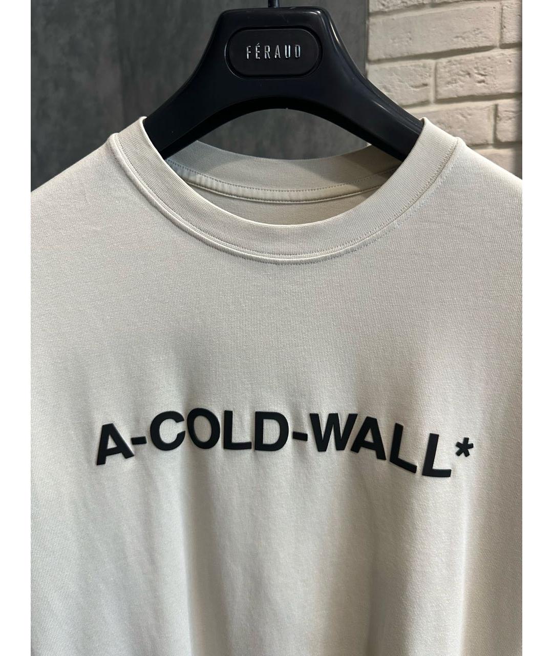 A-COLD-WALL* Бежевая хлопковая футболка, фото 4