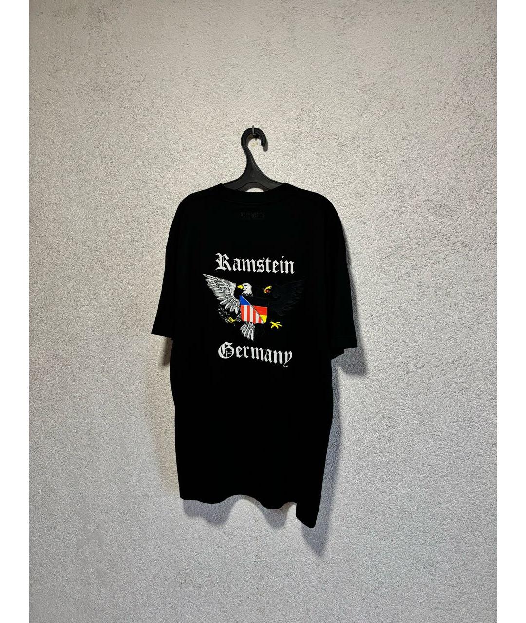 VETEMENTS Черная хлопковая футболка, фото 2