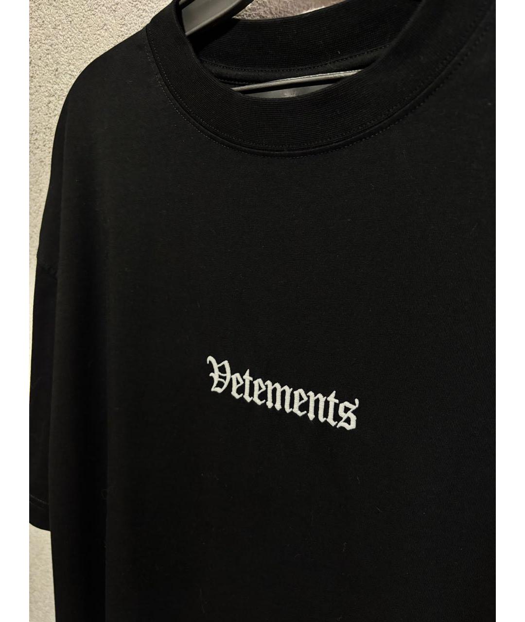 VETEMENTS Черная хлопковая футболка, фото 3