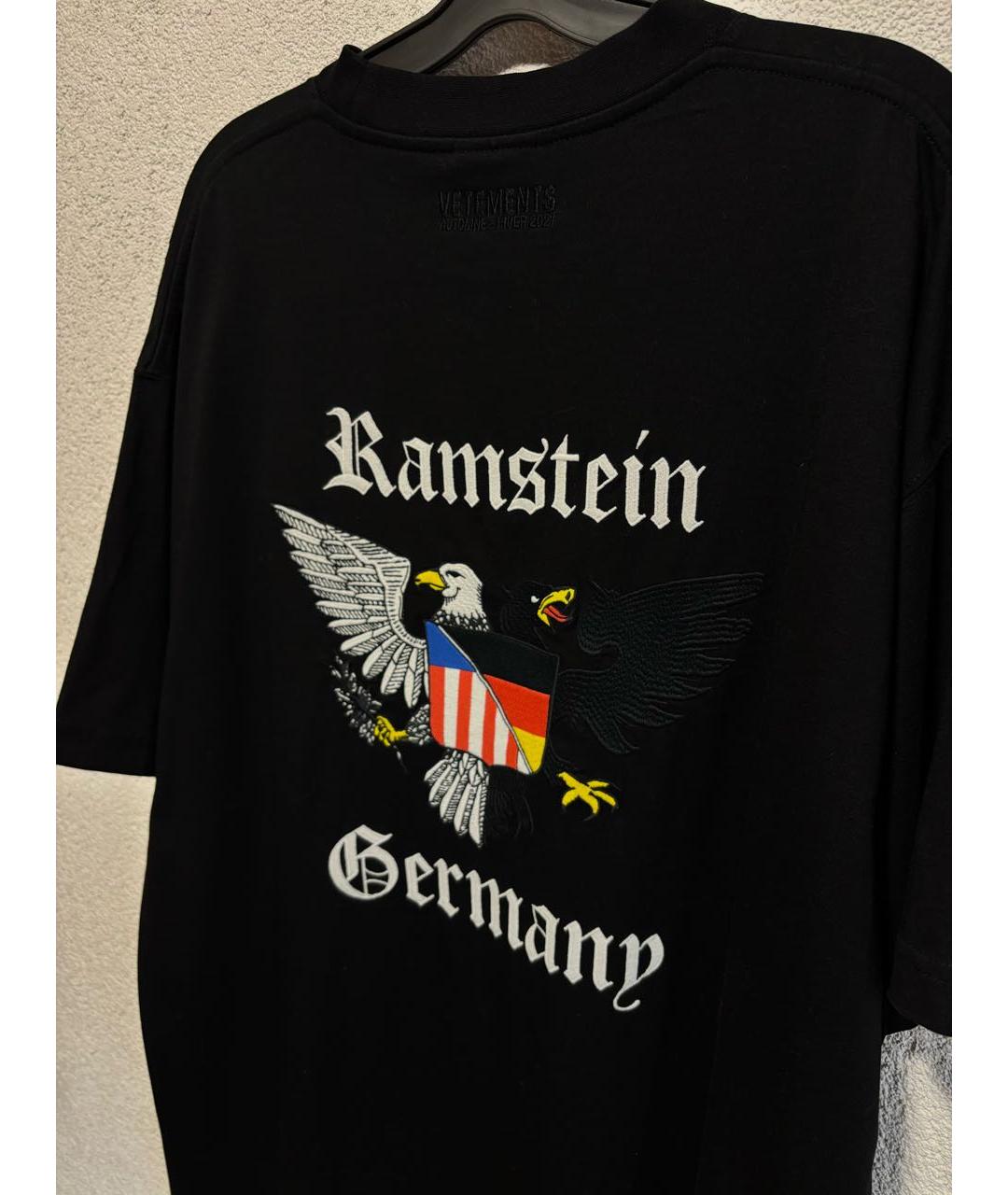 VETEMENTS Черная хлопковая футболка, фото 4