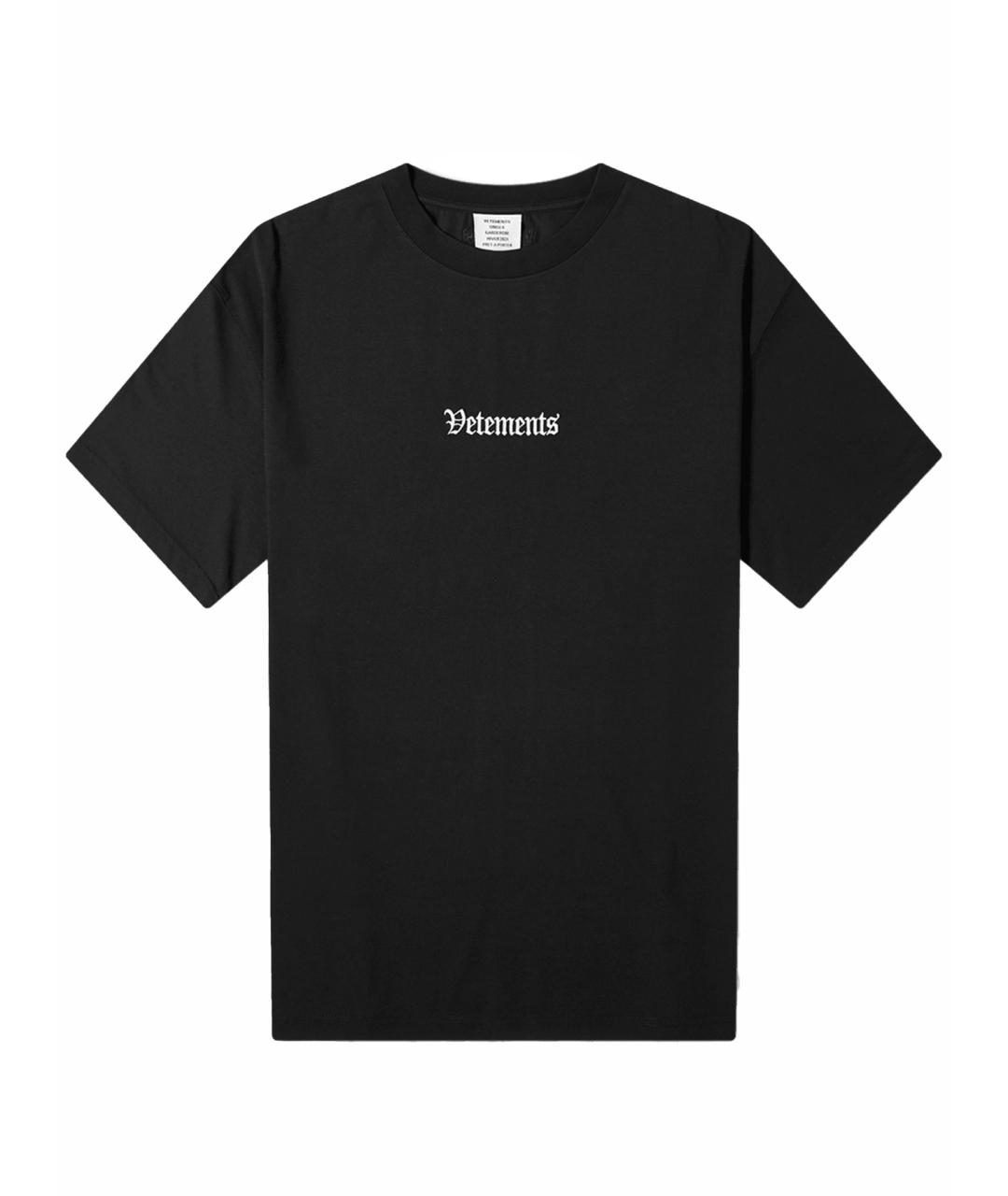VETEMENTS Черная хлопковая футболка, фото 1