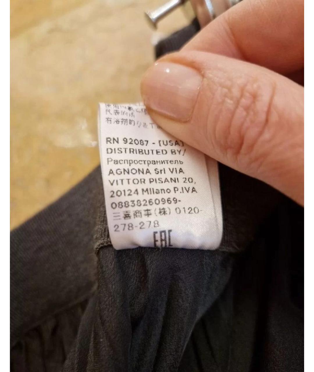 AGNONA Черная полиэстеровая юбка макси, фото 5