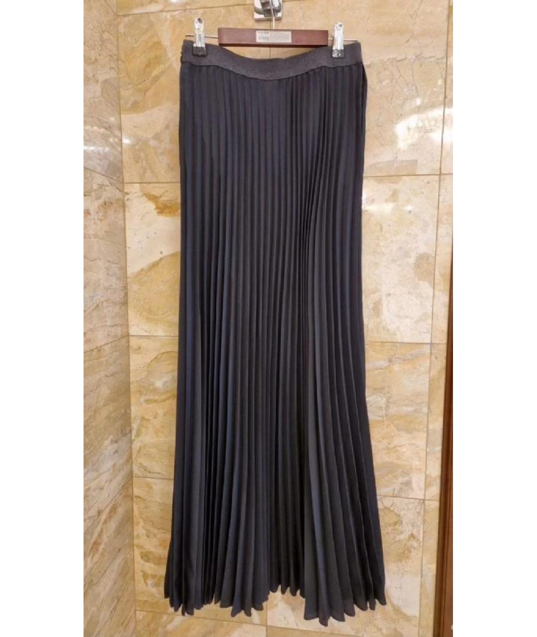 AGNONA Черная полиэстеровая юбка макси, фото 7