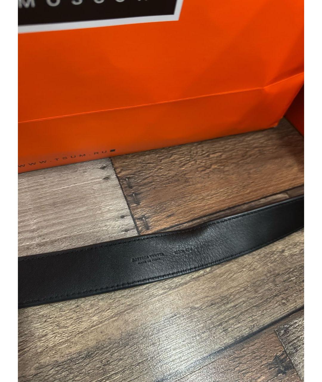 BOTTEGA VENETA Черный кожаный ремень, фото 4